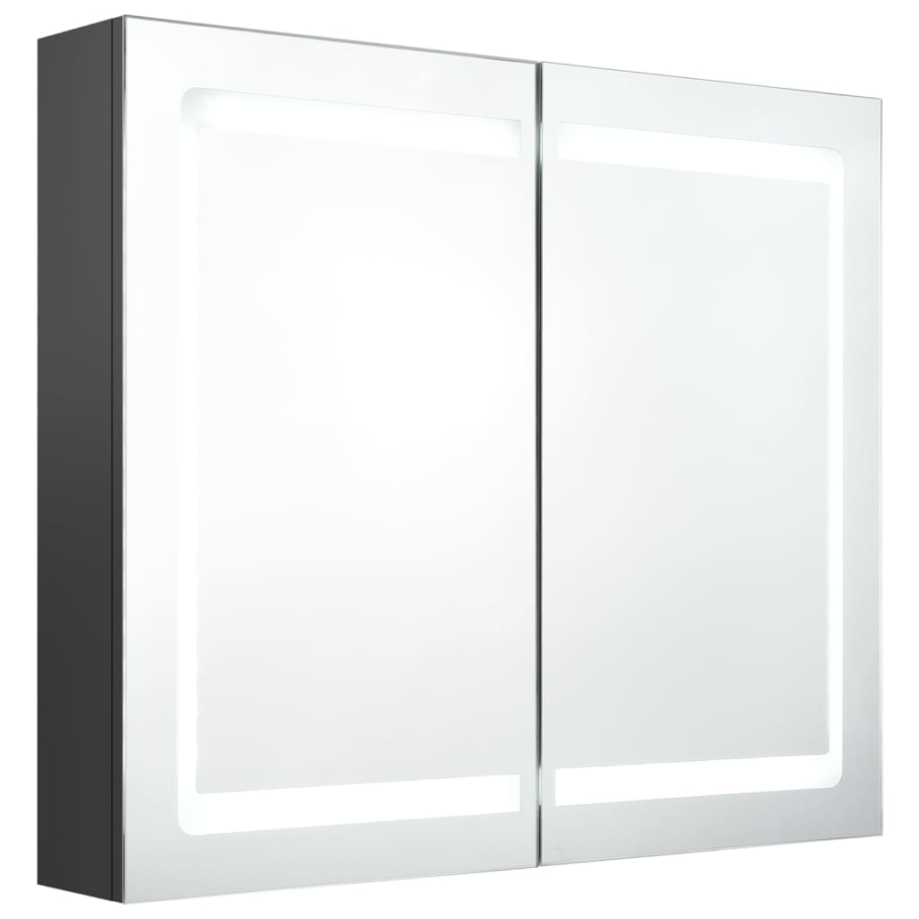 vidaXL Armario de baño con espejo y LED gris 80x12x68 cm