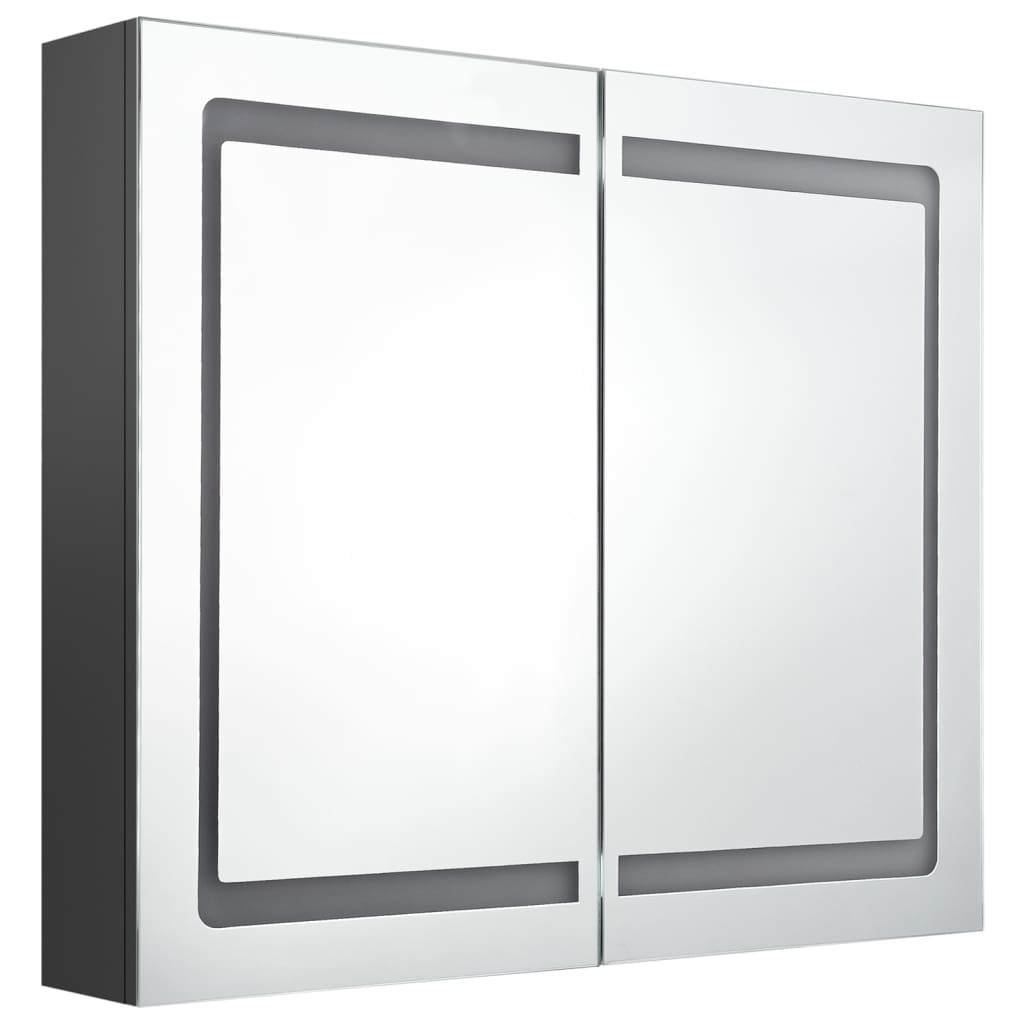 vidaXL Armario de baño con espejo y LED gris 80x12x68 cm