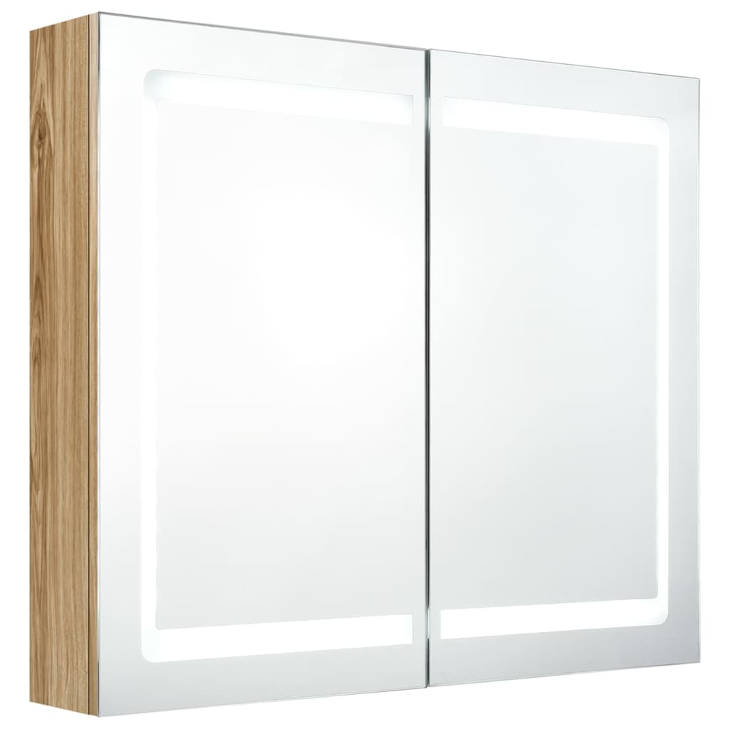 vidaXL Armario de baño con espejo y LED color roble 80x12x68 cm