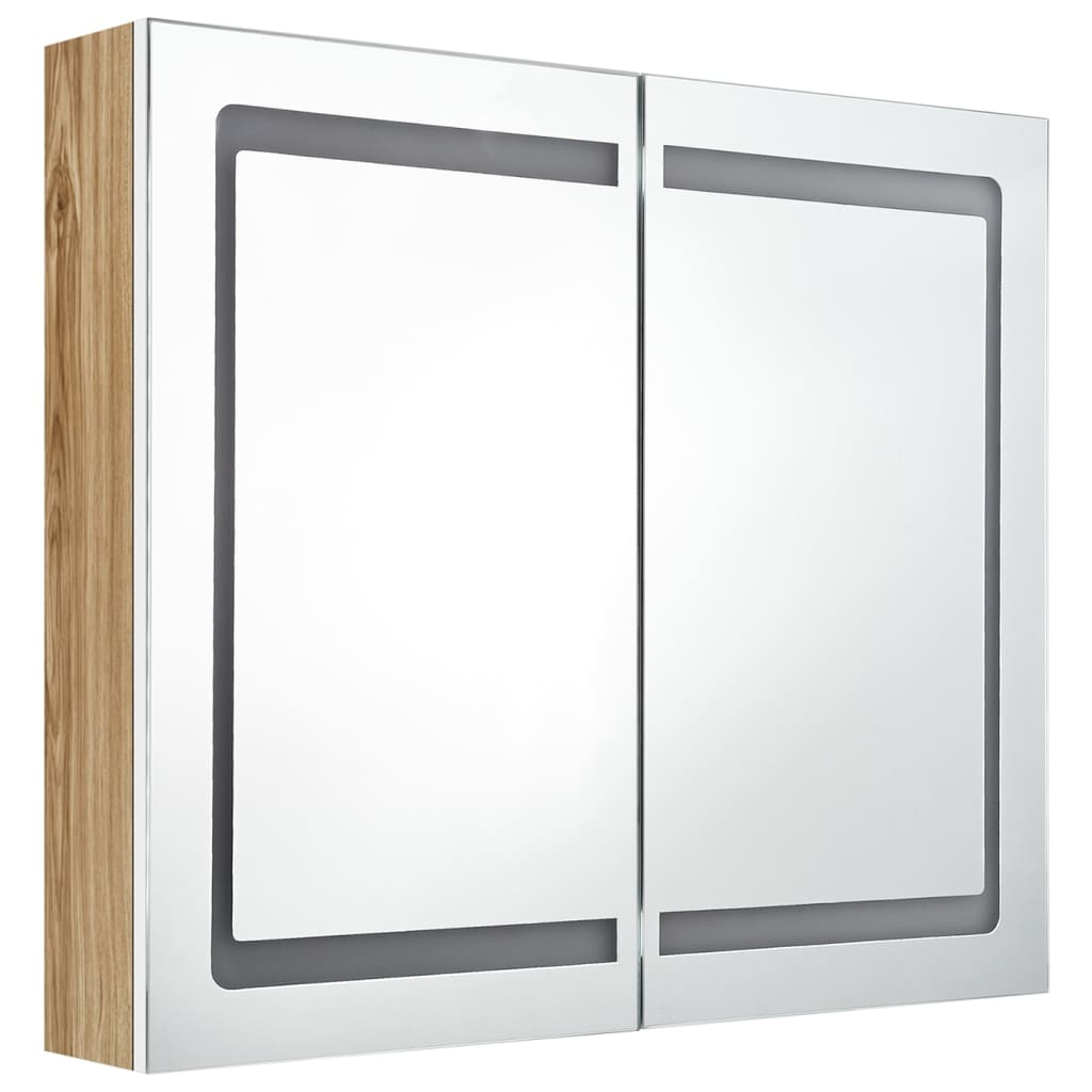 vidaXL Armario de baño con espejo LED blanco y roble 80x12x68 cm