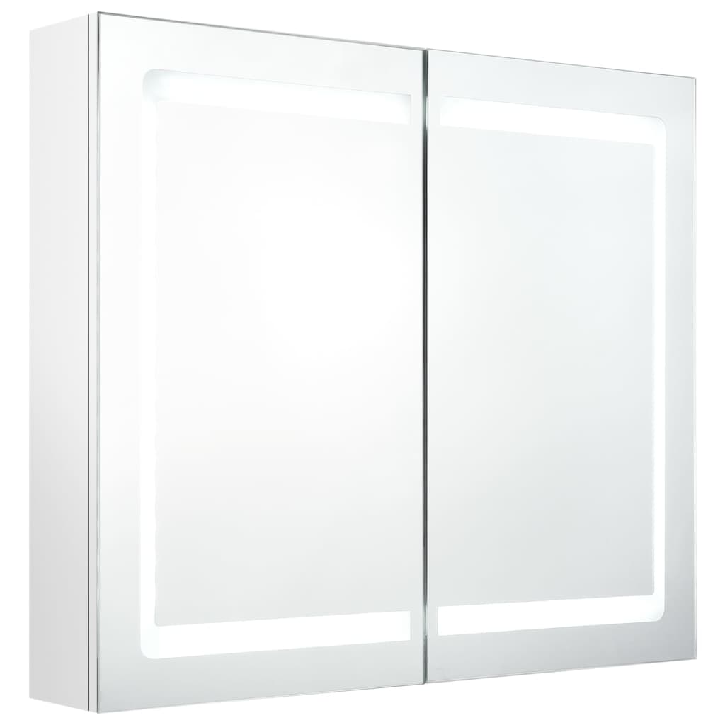 vidaXL Armario de baño con espejo LED blanco brillante 80x12x68 cm