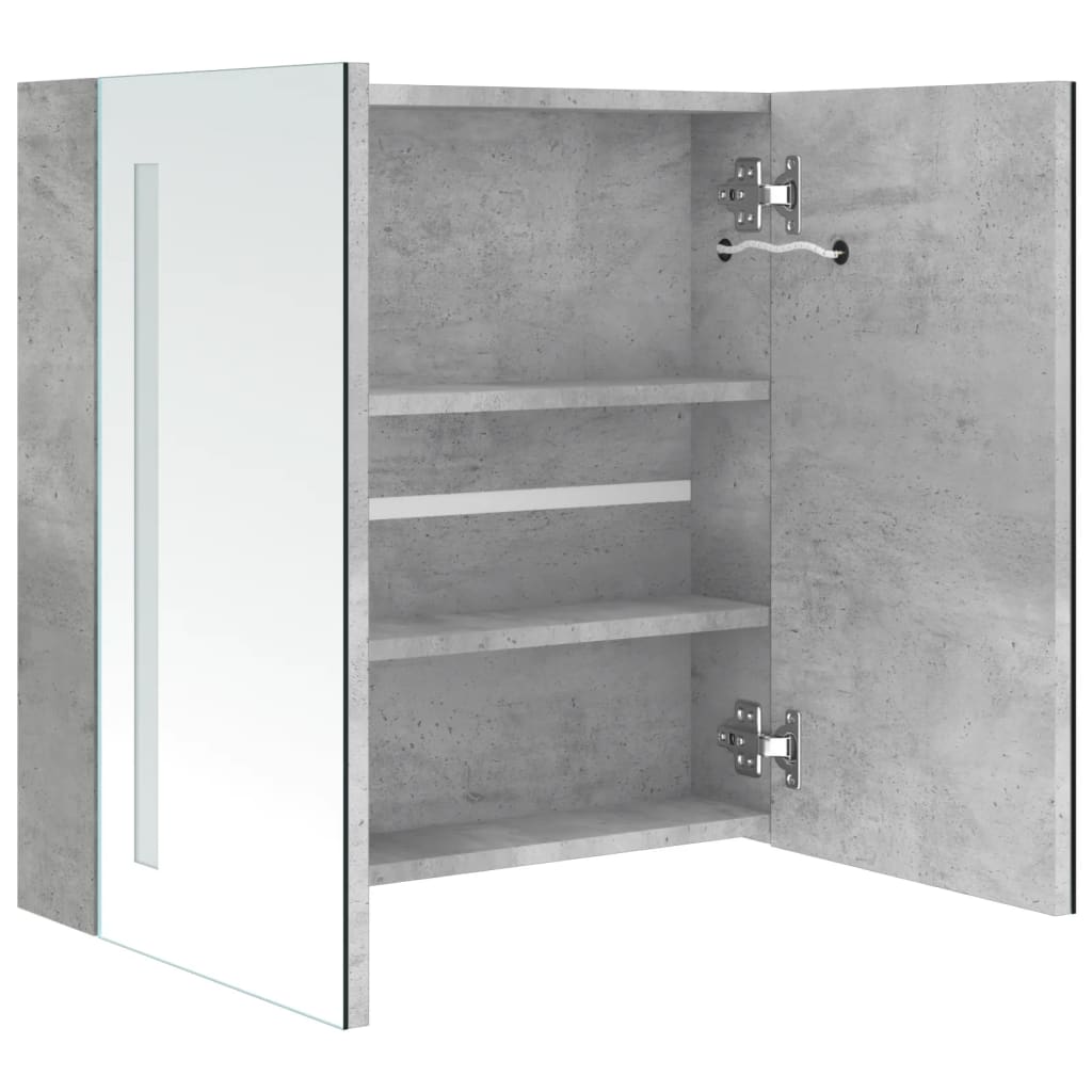 vidaXL Armario de baño con espejo LED gris hormigón 62x14x60 cm