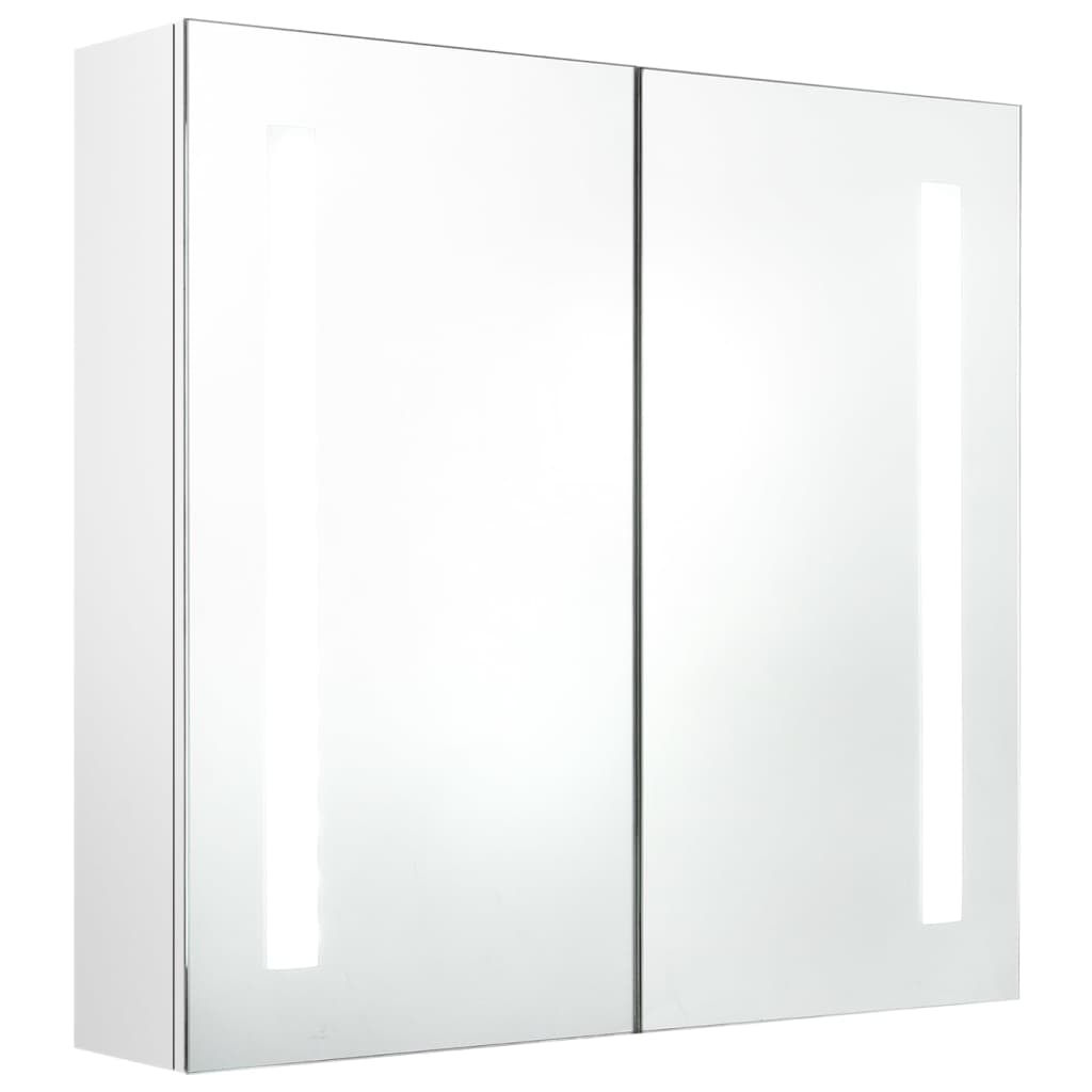 vidaXL Armario de baño con espejo LED blanco brillante 62x14x60 cm