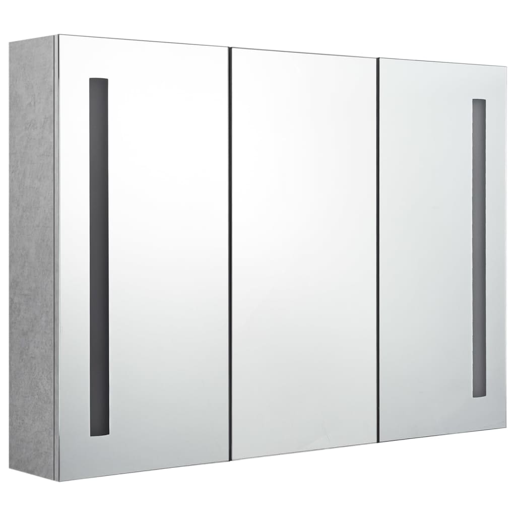 vidaXL Armario de baño con espejo LED gris hormigón 89x14x62 cm