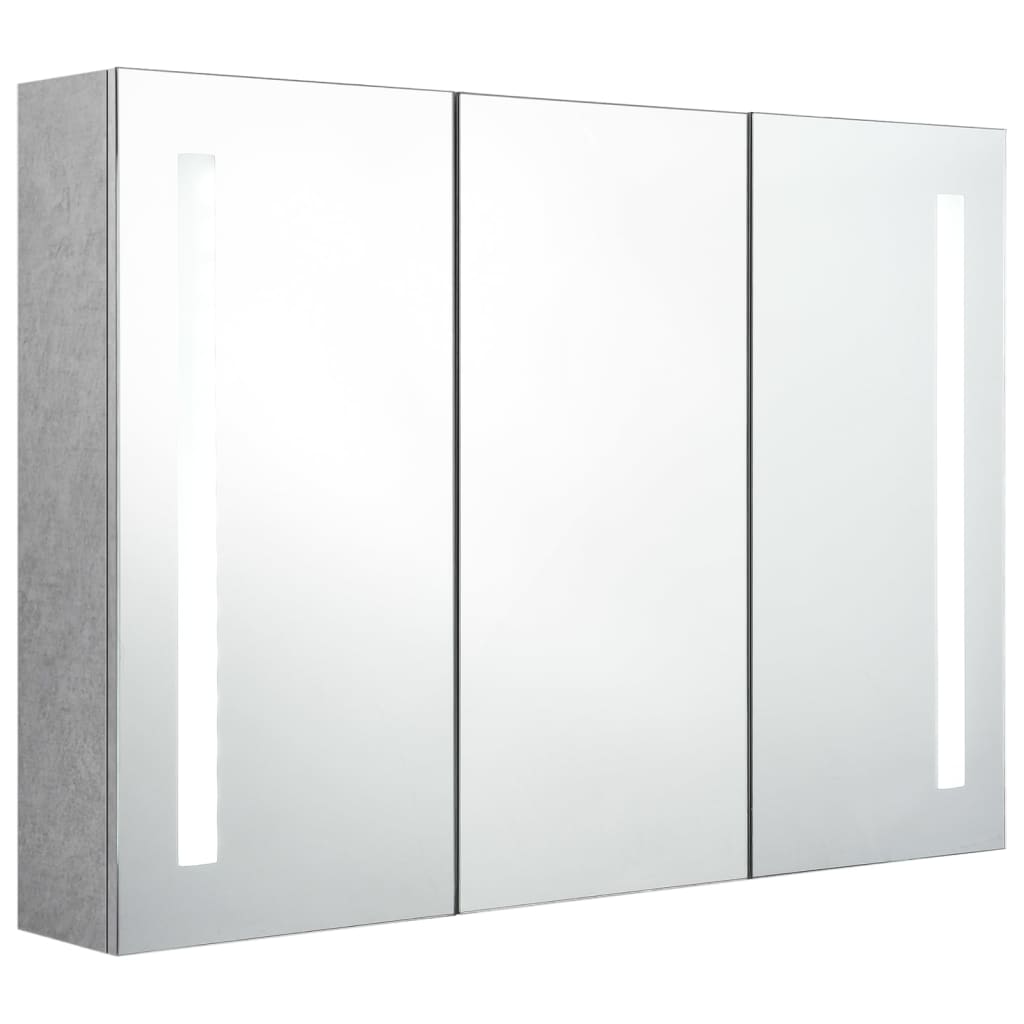 vidaXL Armario de baño con espejo LED gris hormigón 89x14x62 cm