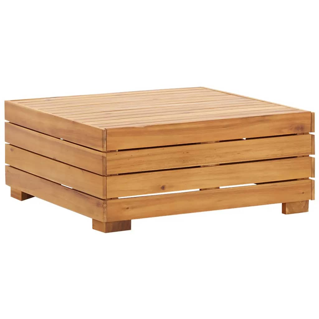 vidaXL Mesa de jardin y reposapiés con cojin y de madera maciza acacia