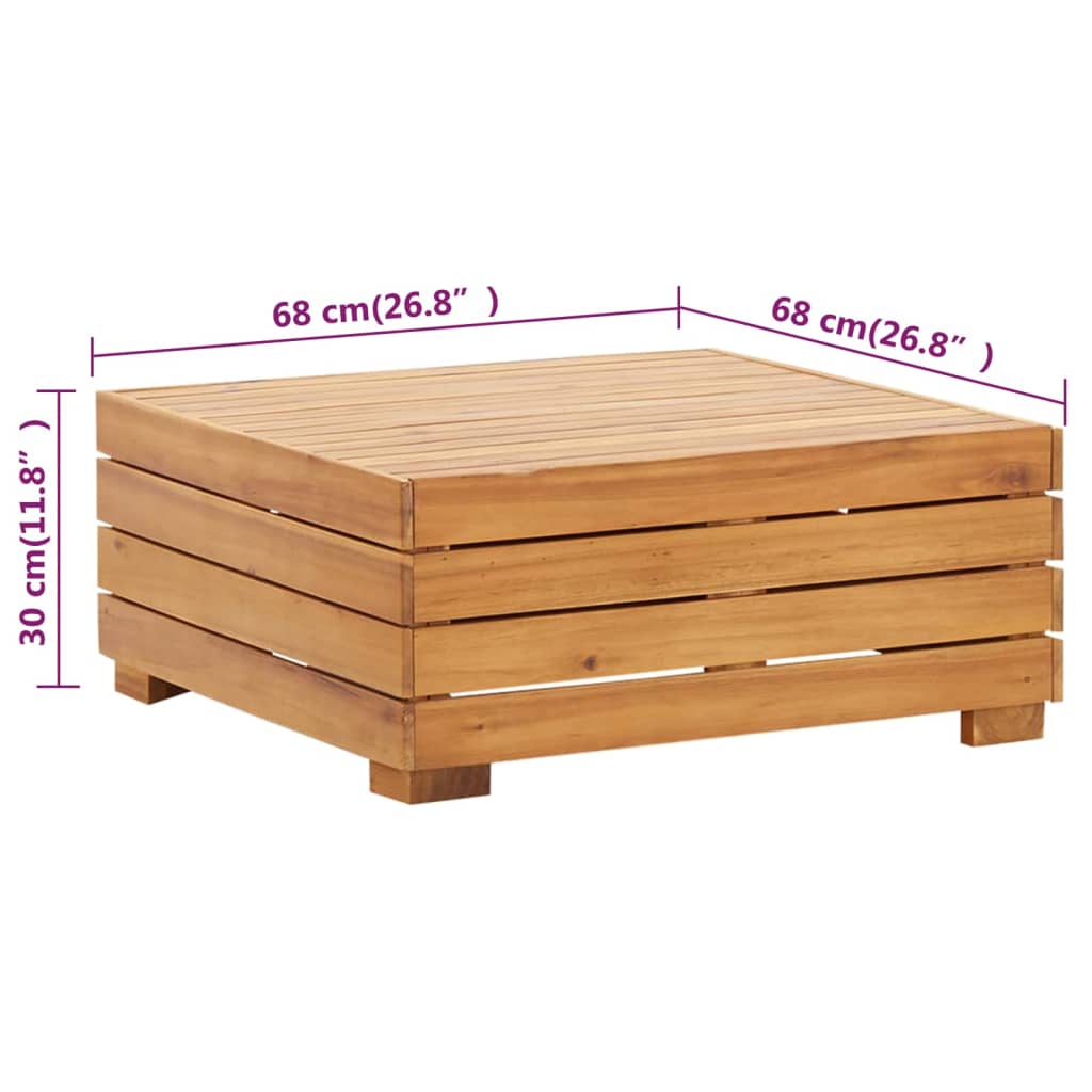 vidaXL Mesa de jardin y reposapiés con cojin y de madera maciza acacia