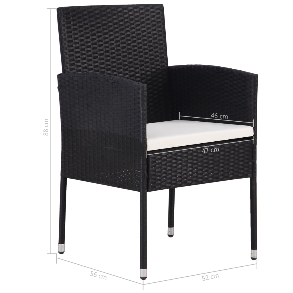 vidaXL Juego de comedor para jardín de 7 piezas negro