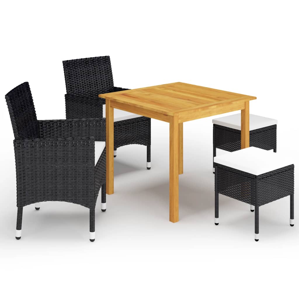 vidaXL Juego de comedor de jardín de 5 piezas negro