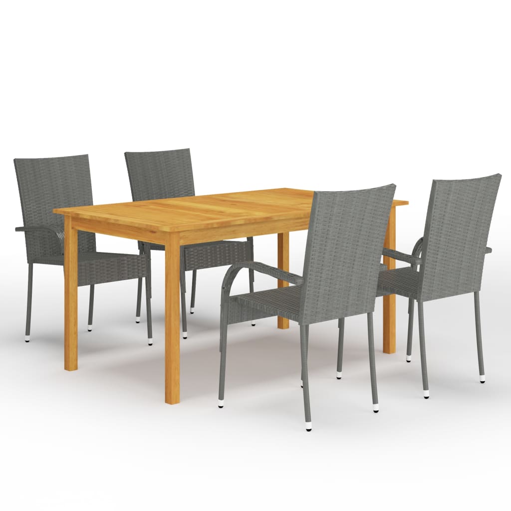 vidaXL Juego de comedor para jardín 5 piezas gris