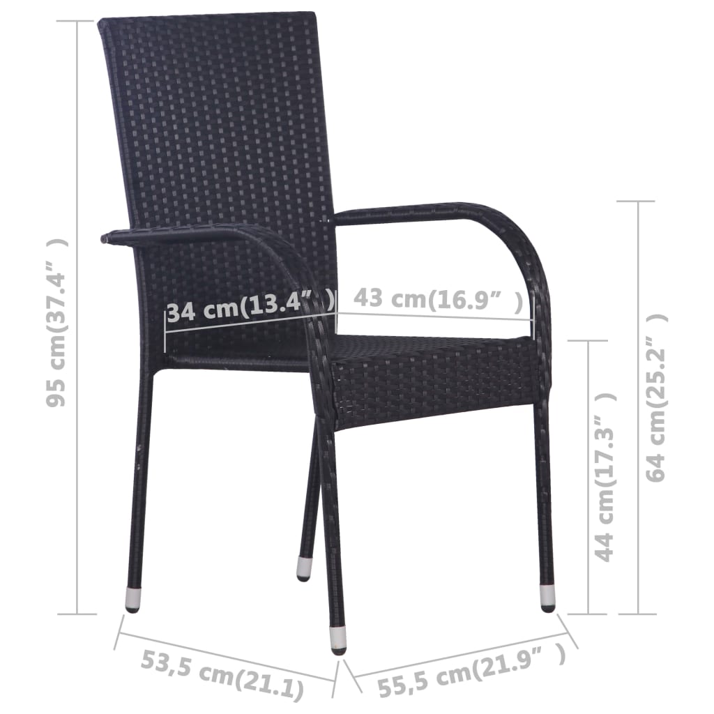 vidaXL Juego de comedor para jardín de 7 piezas negro