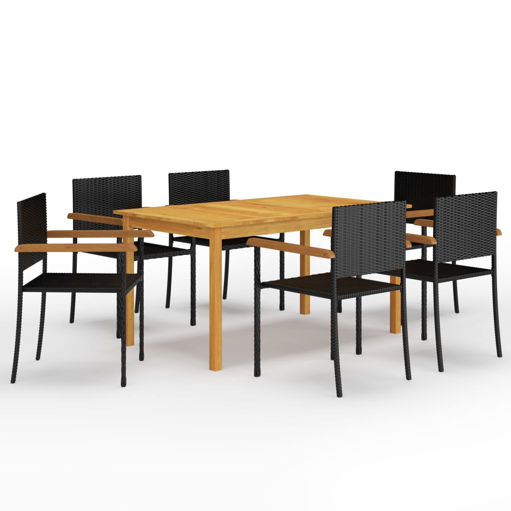 vidaXL Juego de comedor para jardín de 7 piezas negro