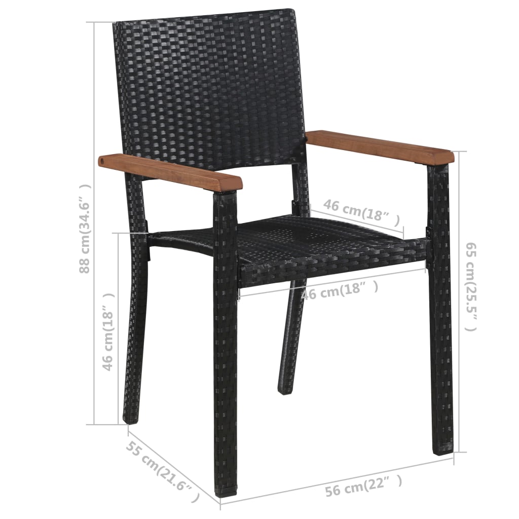 vidaXL Juego de comedor para jardín de 7 piezas negro