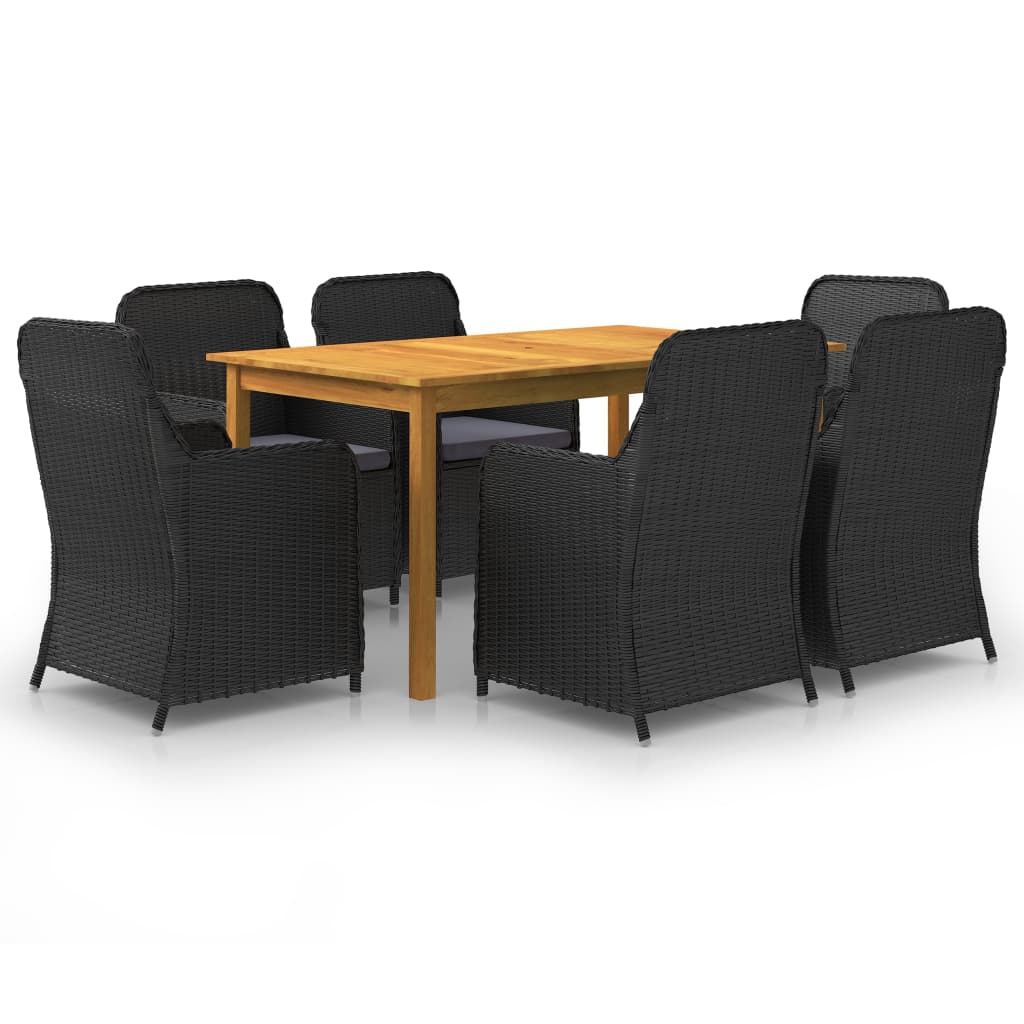 vidaXL Juego de comedor para jardín de 7 piezas negro