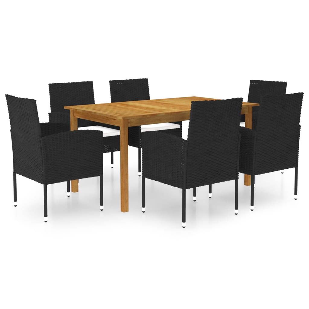 vidaXL Juego de comedor para jardín de 7 piezas negro