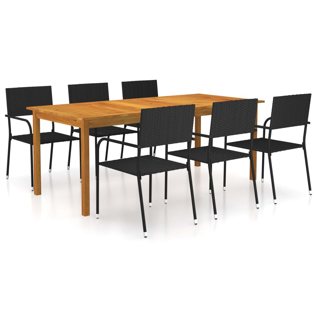 vidaXL Juego de comedor para jardín de 7 piezas negro