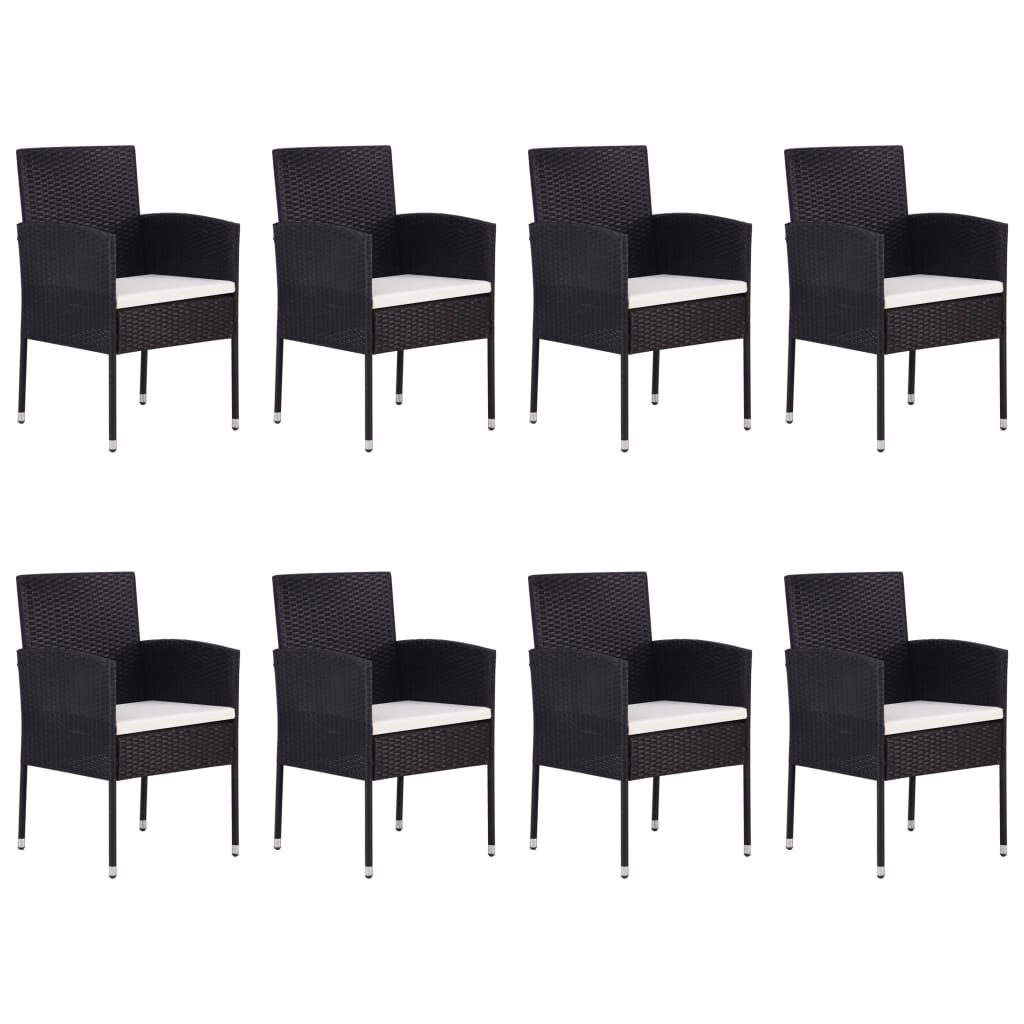 vidaXL Juego de comedor de jardín de 9 piezas negro