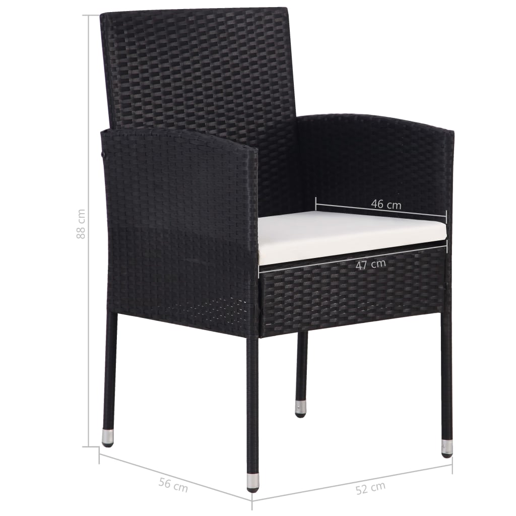 vidaXL Juego de comedor de jardín de 9 piezas negro