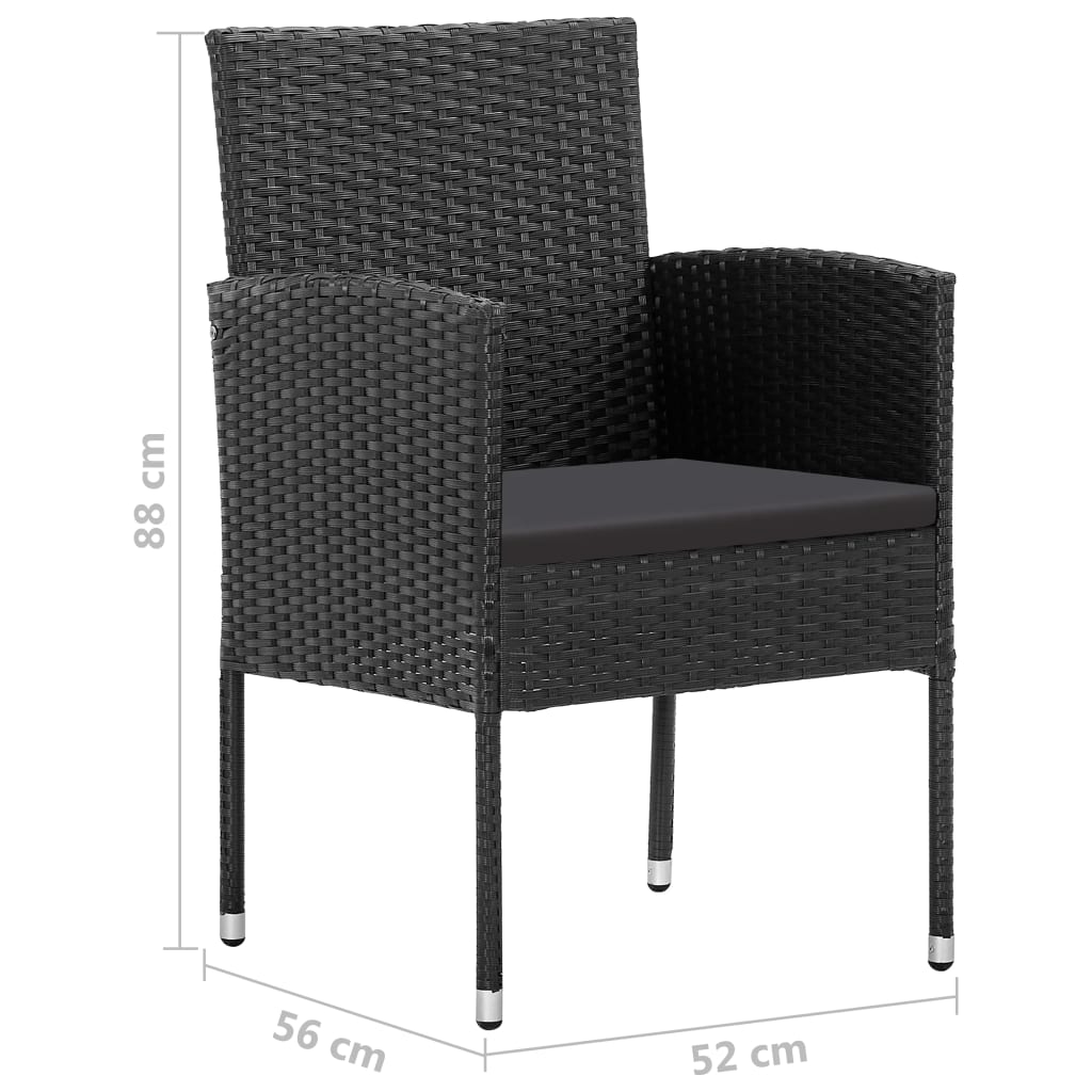 vidaXL Juego de comedor de jardín de 9 piezas negro