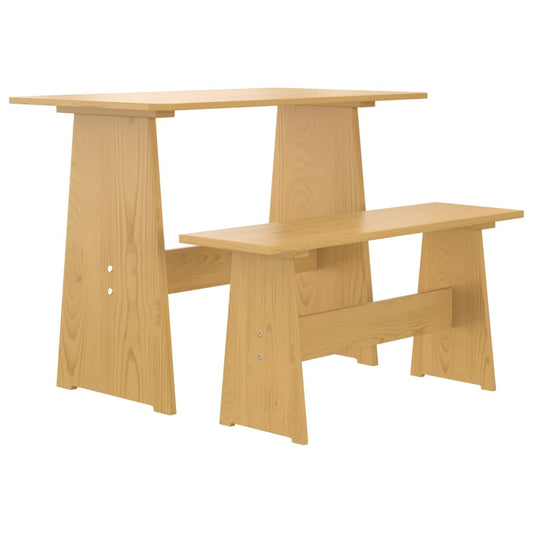 vidaXL Mesa de comedor con banco REINE madera maciza pino marrón miel