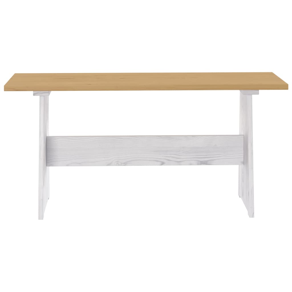 vidaXL Mesa de comedor con banco REINE madera de pino marrón blanco