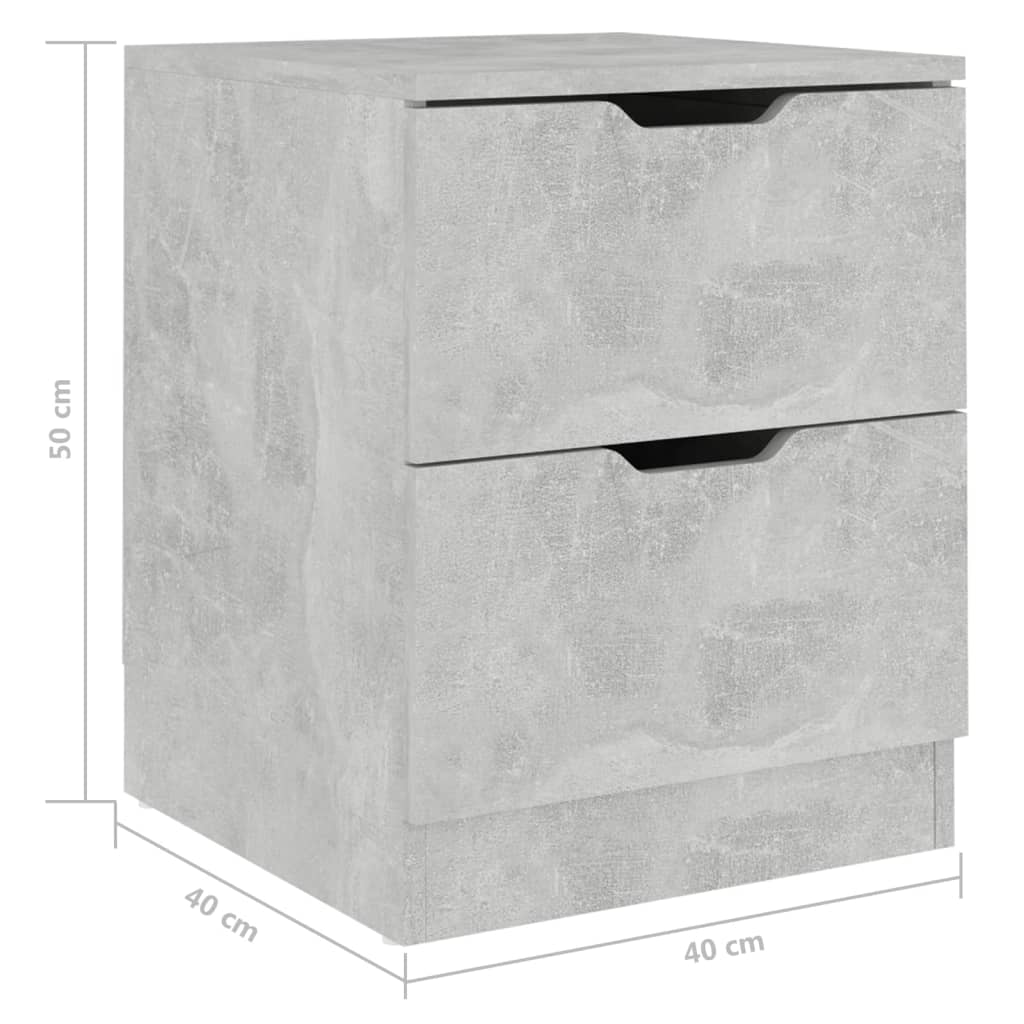 vidaXL Mesita de noche madera de ingeniería gris hormigón 40x40x50 cm