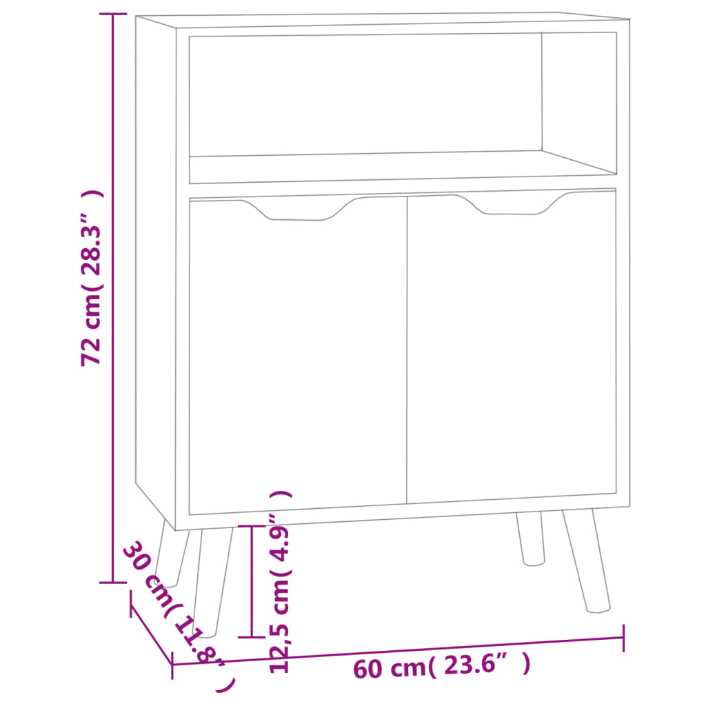 vidaXL Aparador de madera de ingeniería roble Sonoma 60x30x72 cm