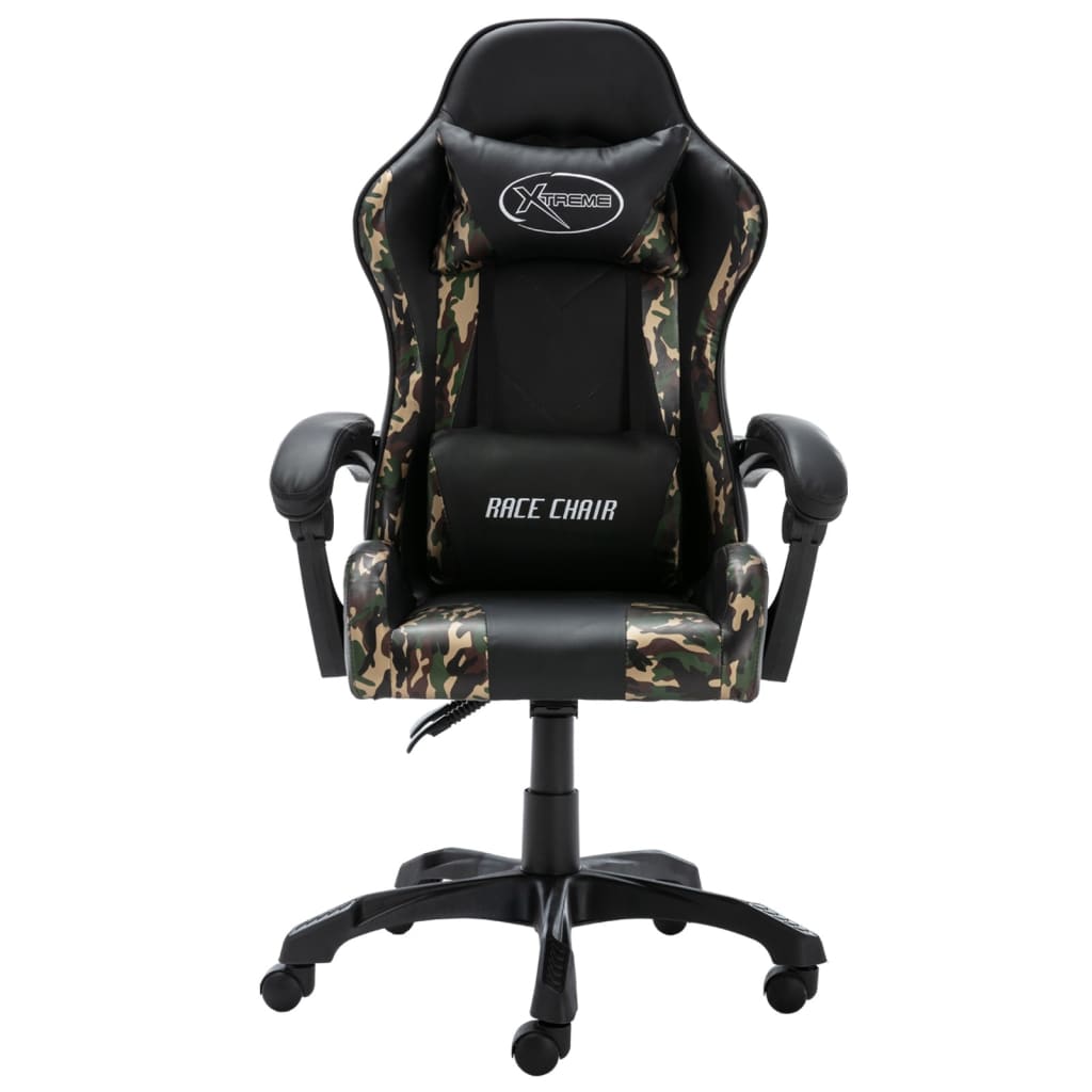 vidaXL Silla gaming de cuero sintético negro y camuflaje