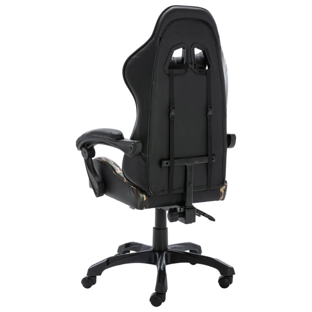 vidaXL Silla gaming de cuero sintético negro y camuflaje