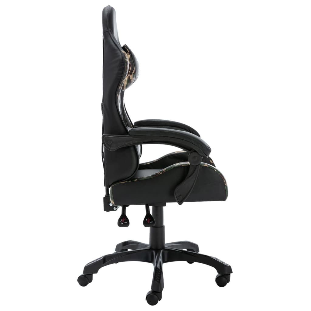 vidaXL Silla gaming de cuero sintético negro y camuflaje