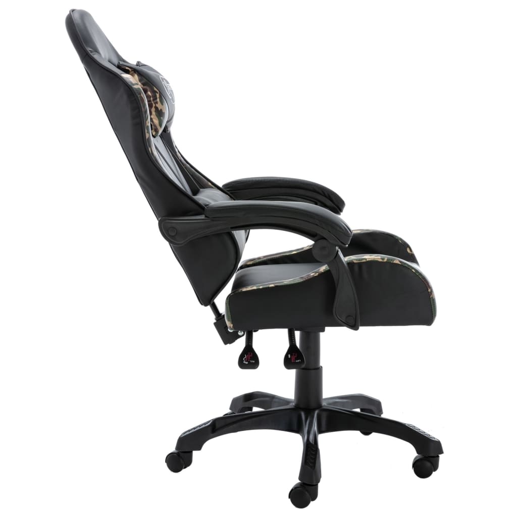 vidaXL Silla gaming de cuero sintético negro y camuflaje