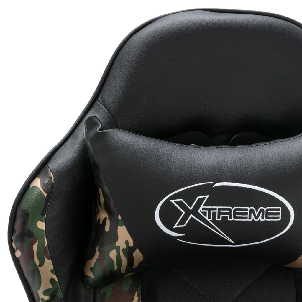 vidaXL Silla gaming de cuero sintético negro y camuflaje