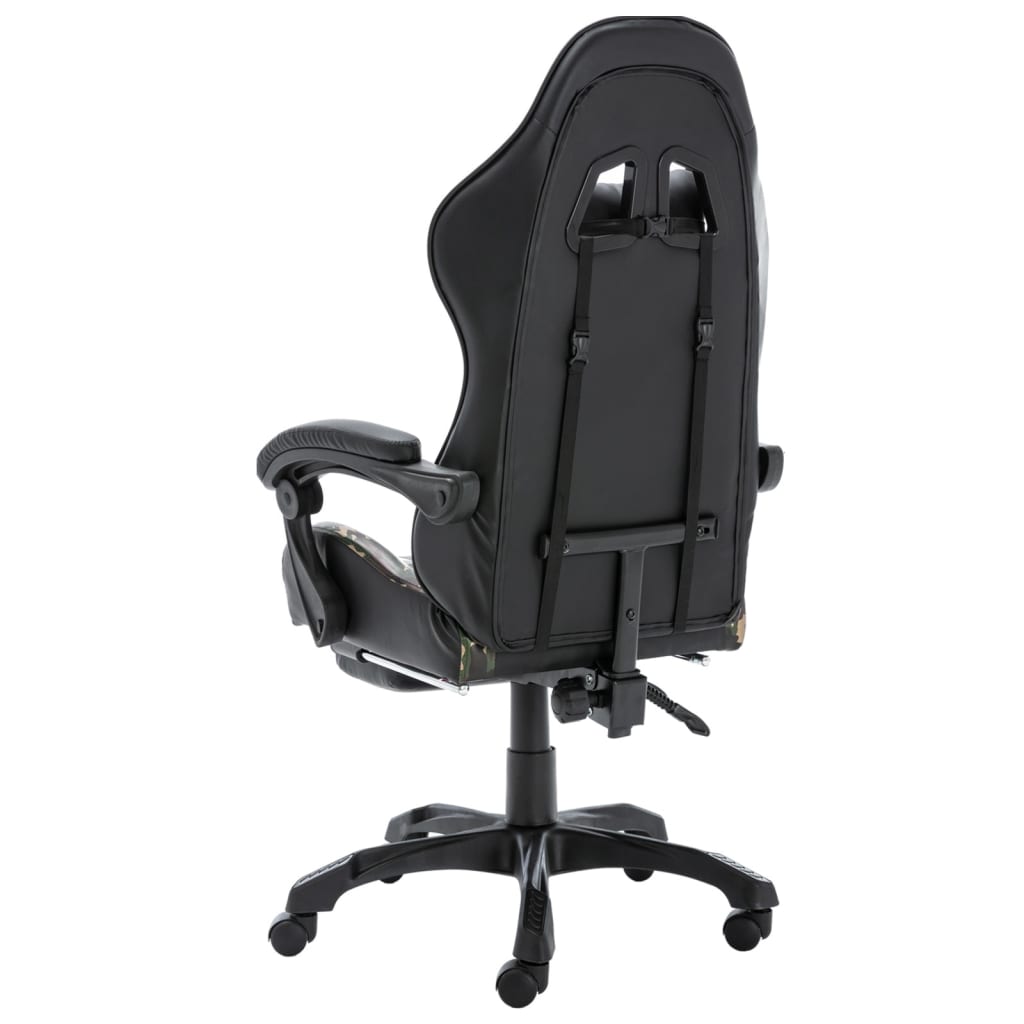 vidaXL Silla gaming con reposapiés cuero sintético negro y camuflaje