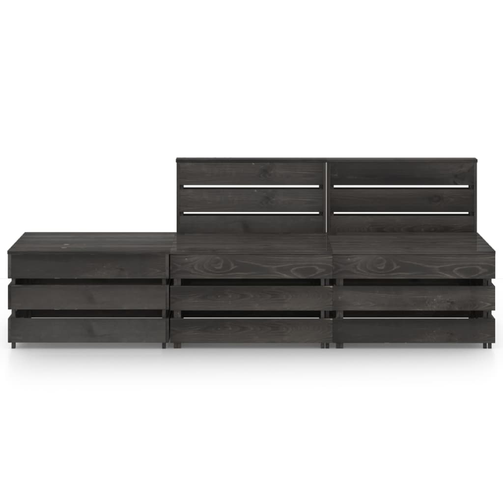 vidaXL Set de muebles de jardín 3 pzas madera de pino impregnada gris