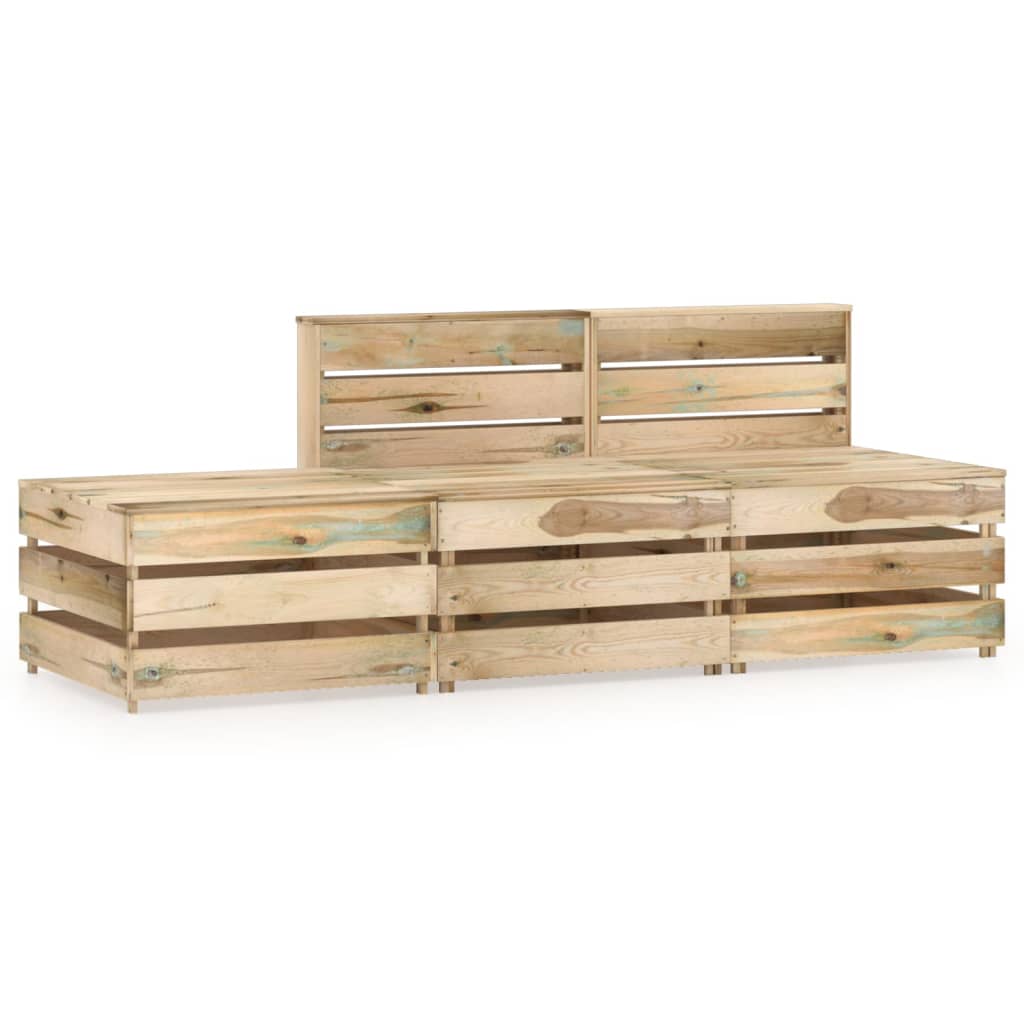 vidaXL Set de muebles de jardín 3 pzas madera de pino impregnada verde