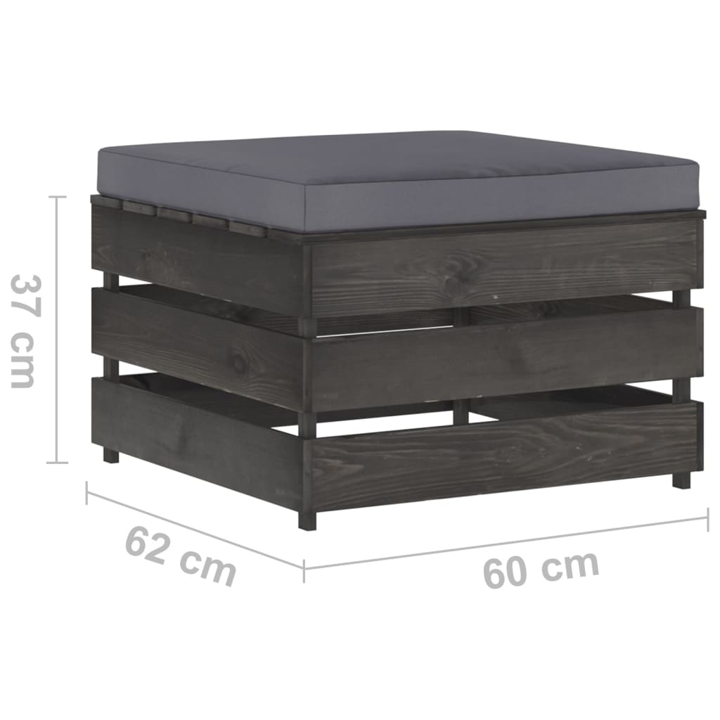 vidaXL Muebles de jardín 2 piezas con cojines madera impregnada gris