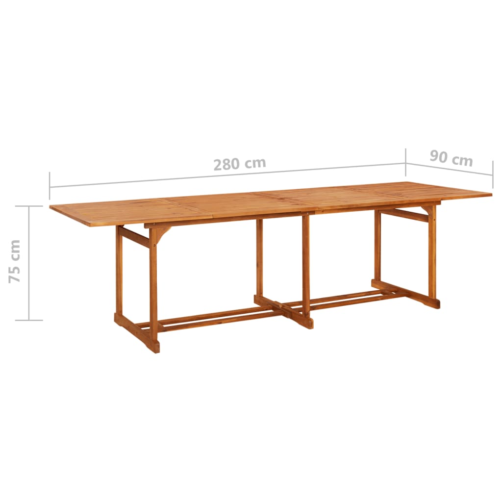 vidaXL Mesa de comedor jardín 280x90x75 cm madera maciza de acacia