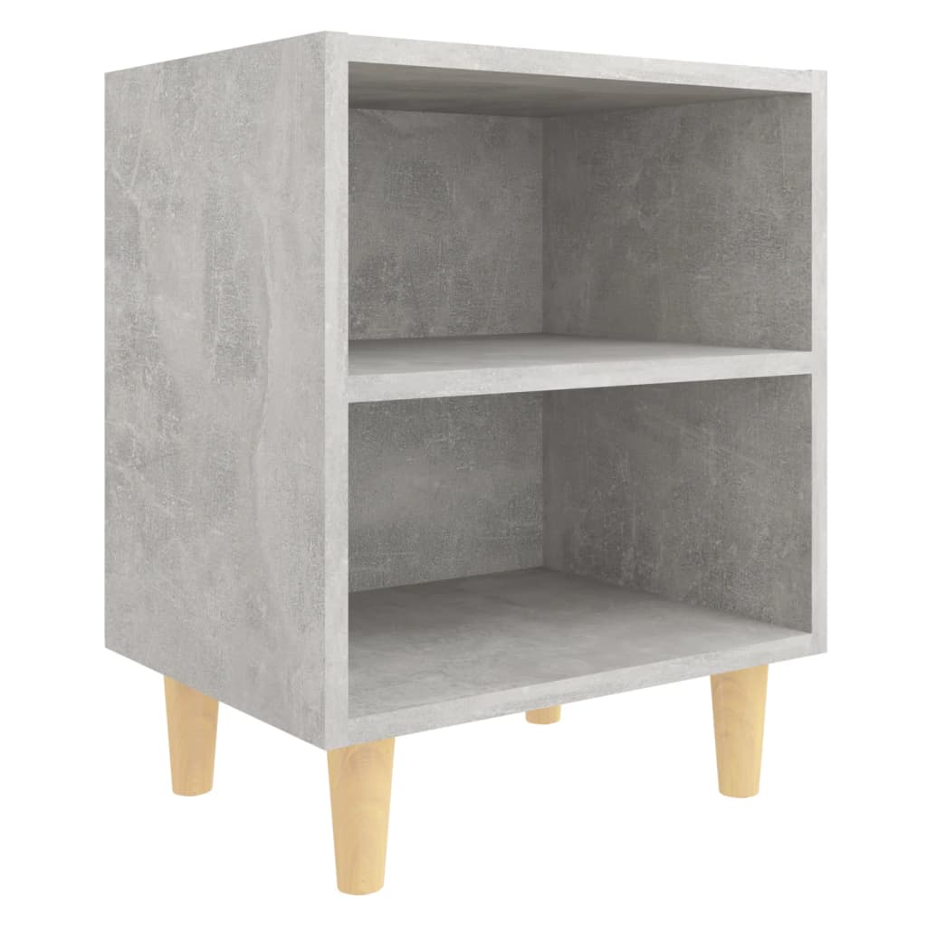 vidaXL Mesitas de noche 2 uds patas madera gris hormigón 40x30x50 cm