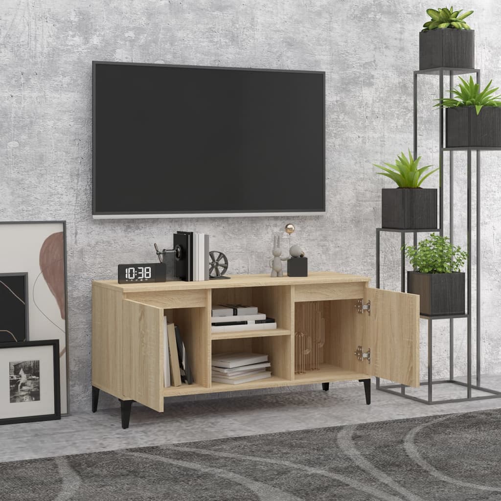 vidaXL Mueble de TV con patas metal color roble Sonoma 103,5x35x50 cm