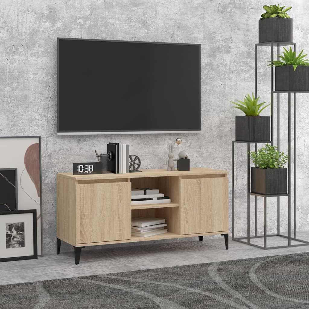 vidaXL Mueble de TV con patas metal color roble Sonoma 103,5x35x50 cm