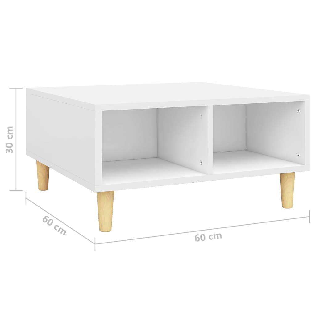 vidaXL Mesa de centro madera contrachapada blanco 60x60x30 cm