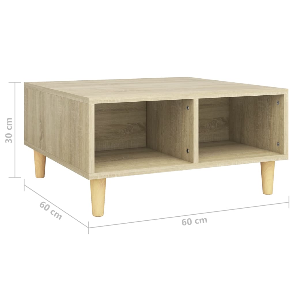 vidaXL Mesa de centro madera contrachapada roble Sonoma 60x60x30 cm