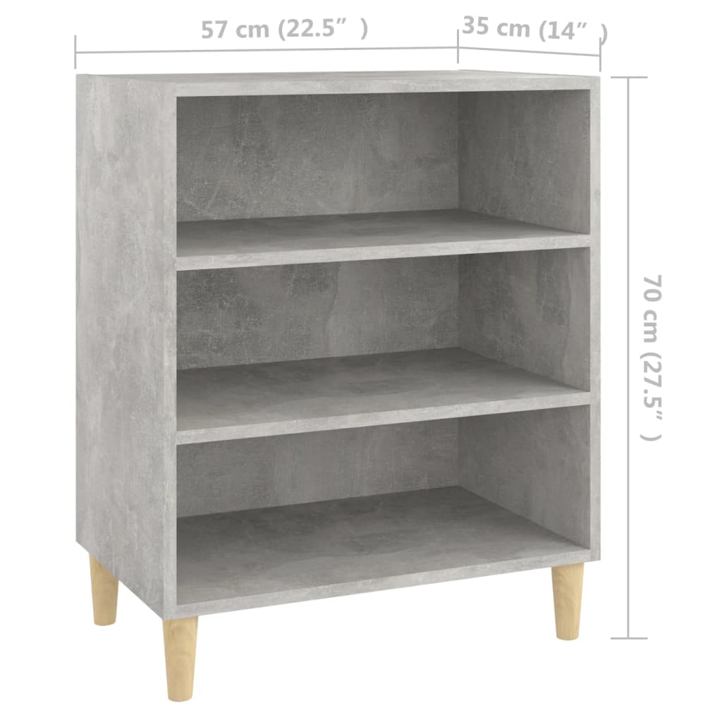 vidaXL Aparador de madera contrachapada gris hormigón 57x35x70 cm