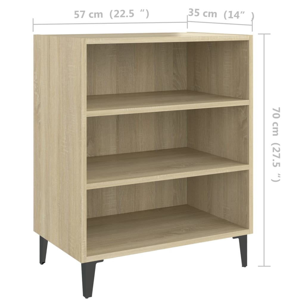 vidaXL Aparador de madera contrachapada color roble Sonoma 57x35x70 cm