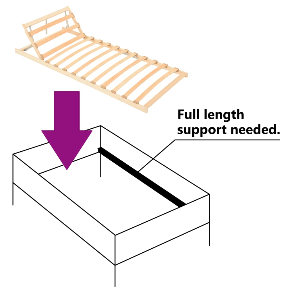 vidaXL Somier de láminas con 13 listones cabecero ajustable 90x200 cm