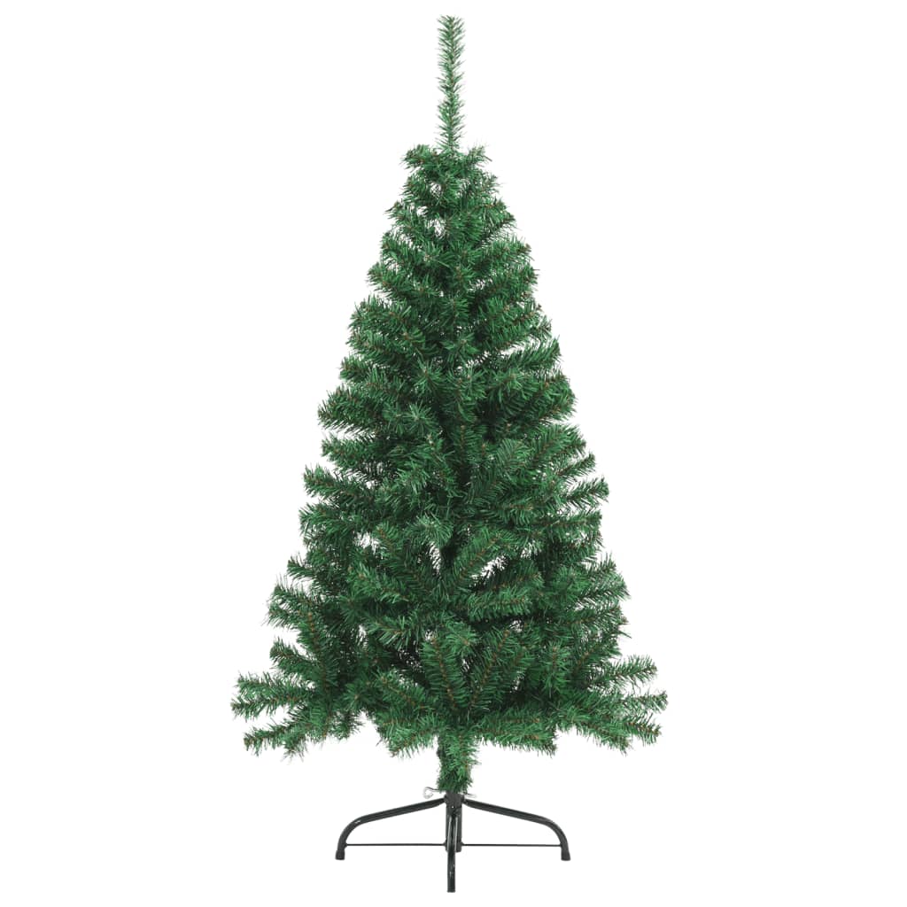 vidaXL Medio árbol de Navidad artificial con soporte PVC verde 120 cm