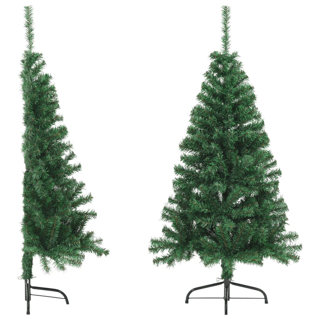 vidaXL Medio árbol de Navidad artificial con soporte PVC verde 120 cm