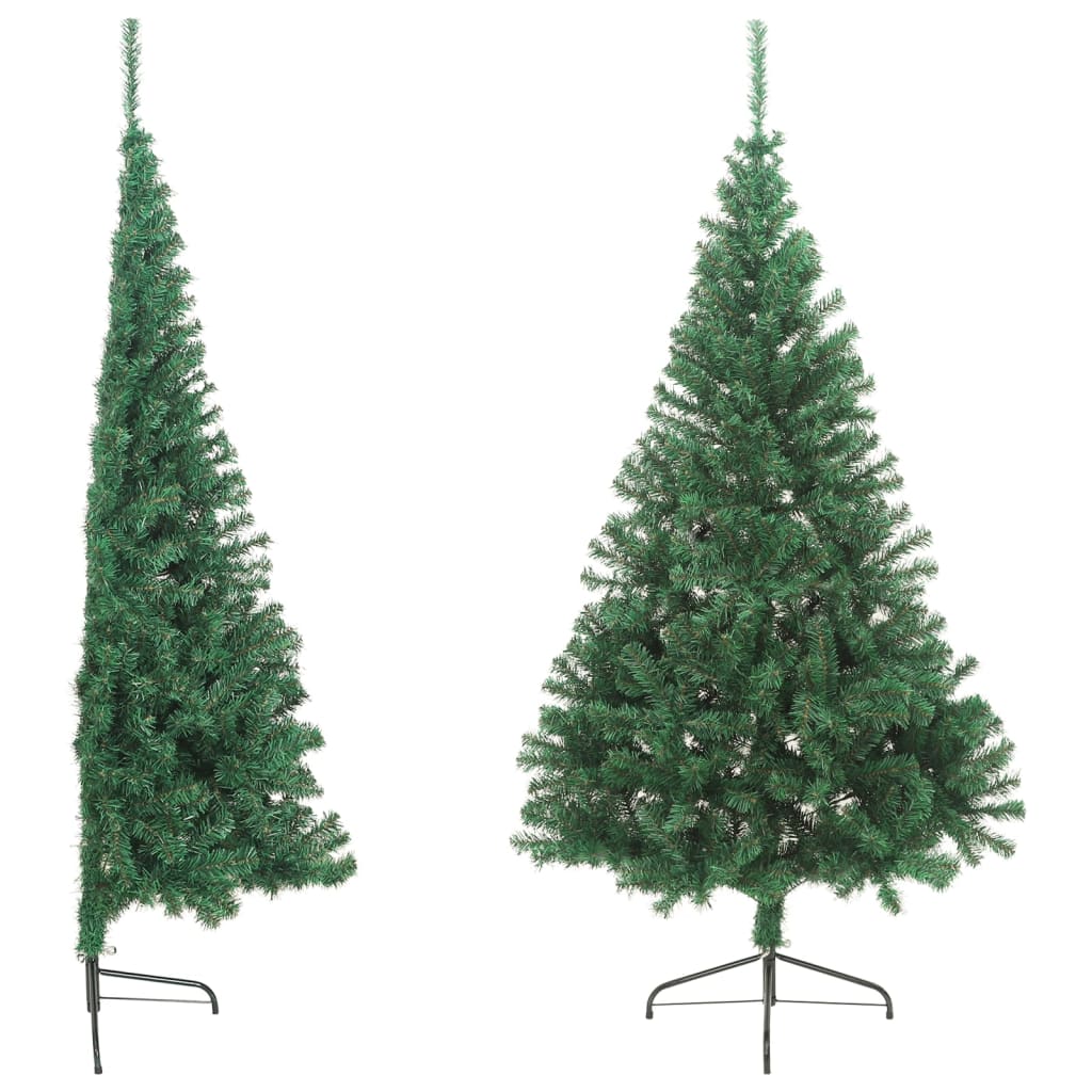 vidaXL Medio árbol de Navidad artificial con soporte PVC verde 240 cm