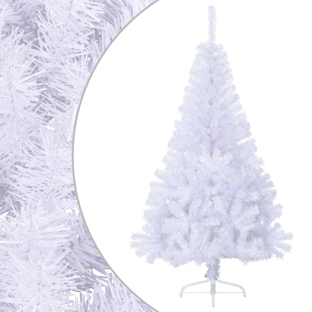 vidaXL Medio árbol de Navidad artificial con soporte PVC blanco 120 cm