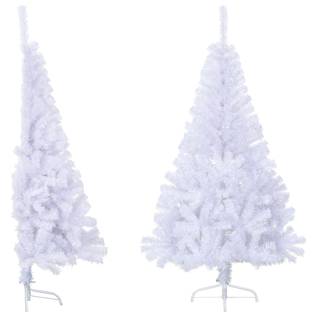 vidaXL Medio árbol de Navidad artificial con soporte PVC blanco 120 cm